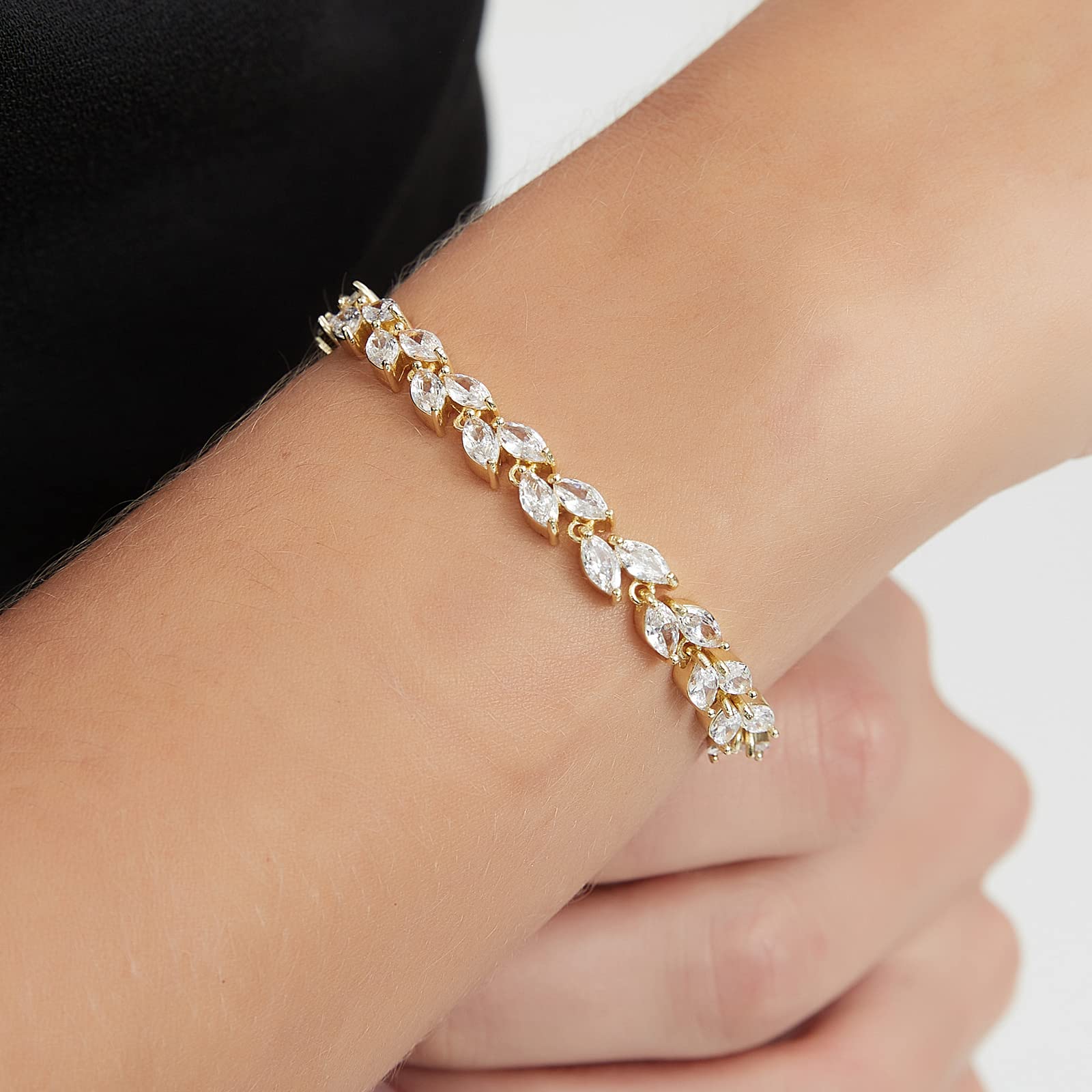 Bracelet de Tennis pour femmes, feuille de bal de mariage, réglable en CZ, bijoux de mariage pour femmes