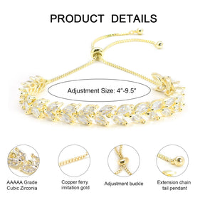 Bracelet de Tennis pour femmes, feuille de bal de mariage, réglable en CZ, bijoux de mariage pour femmes