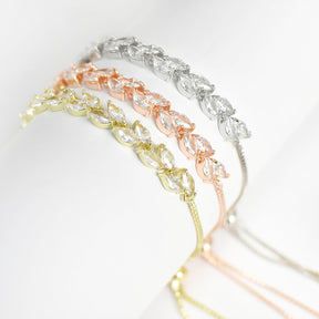 Bracelet de Tennis pour femmes, feuille de bal de mariage, réglable en CZ, bijoux de mariage pour femmes