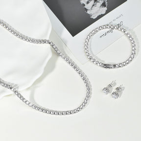 Collier de Tennis, Bracelet, boucles d'oreilles, argent/plaqué or 14 carats, colliers ras du cou, zircone cubique, bijoux de mariage pour femmes