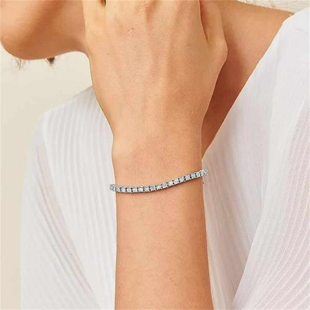 Simple Single Row Zircon Crystal Iced Out Tennis Bracelet