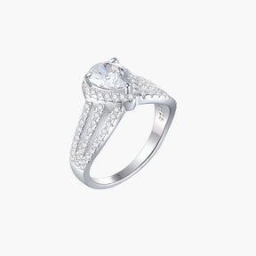 S925 Sterling Silver Water Drop Crown Diamond Luxury Ring