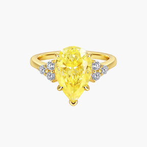 S925 Silver Simple Citrine Water Drop Fashion Ring