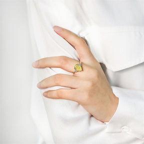 S925 Silver Simple Citrine Water Drop Fashion Ring