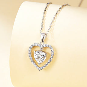 S925 Sterling Silver Love Necklace Row of Diamond Rings Heart-Shaped Earrings Jewelry Set Three-Piece Set