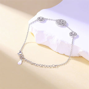 S925 Sterling Silver Time Diamond Pendant Necklace Plate Ring Earrings Bracelet Jewelry Set Four-Piece Set