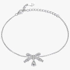 S925 Sterling Silver Water Drop Bow Bracelet