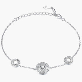 S925 Sterling Silver Time Diamond Disc Circle Chain Bracelet