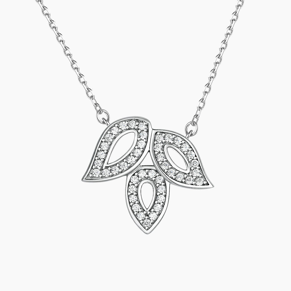 S925 Pure Silver Leaf Clover Leaf Collarbone Necklace Pendant