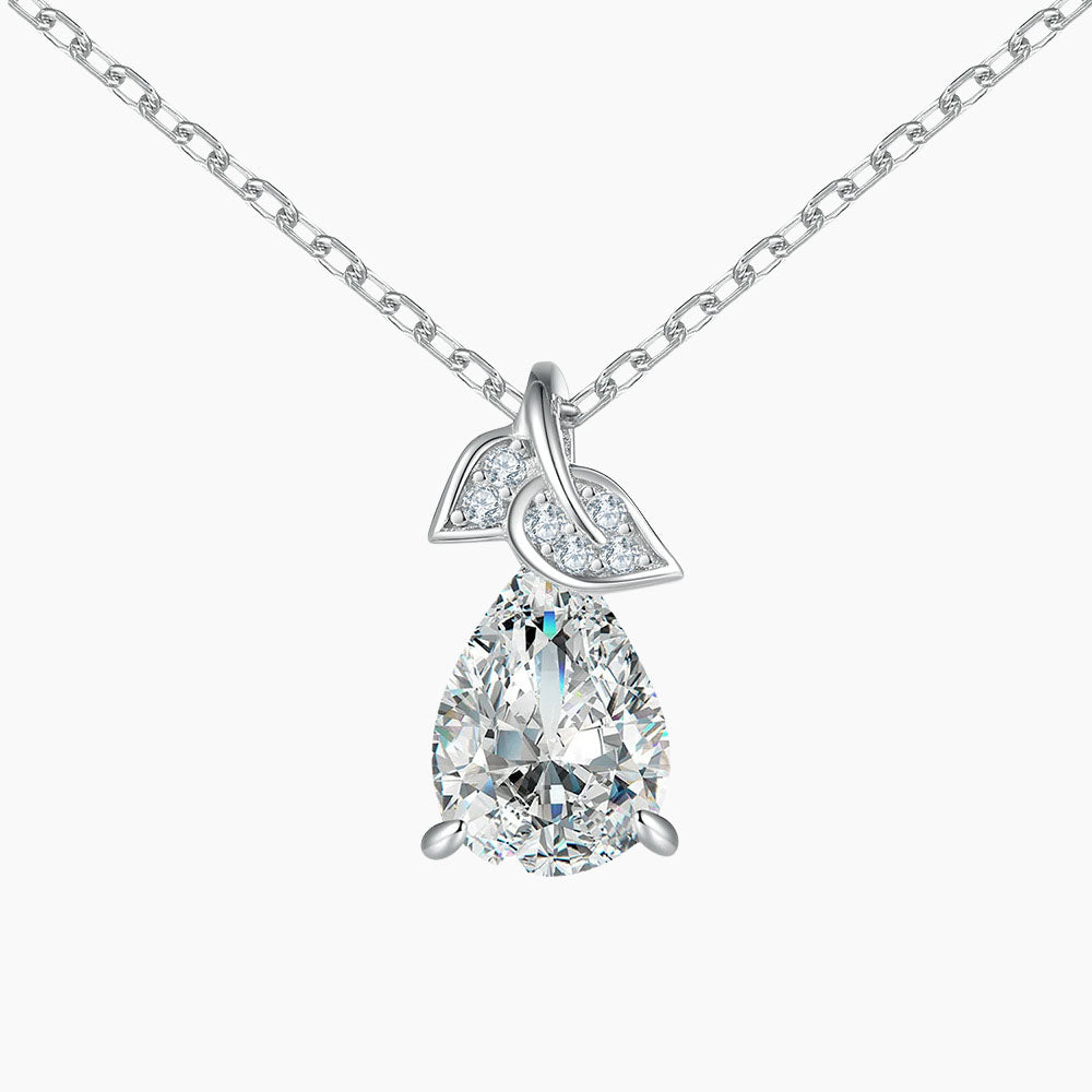 S925 Pure Silver Teardrop Pear-shaped Pendant Leaf Tree Leaf Necklace