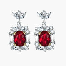 S925 Pure Silver Tassel High-end Ruby Earrings