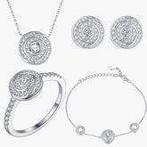 S925 Sterling Silver Time Diamond Pendant Necklace Plate Ring Earrings Bracelet Jewelry Set Four-Piece Set