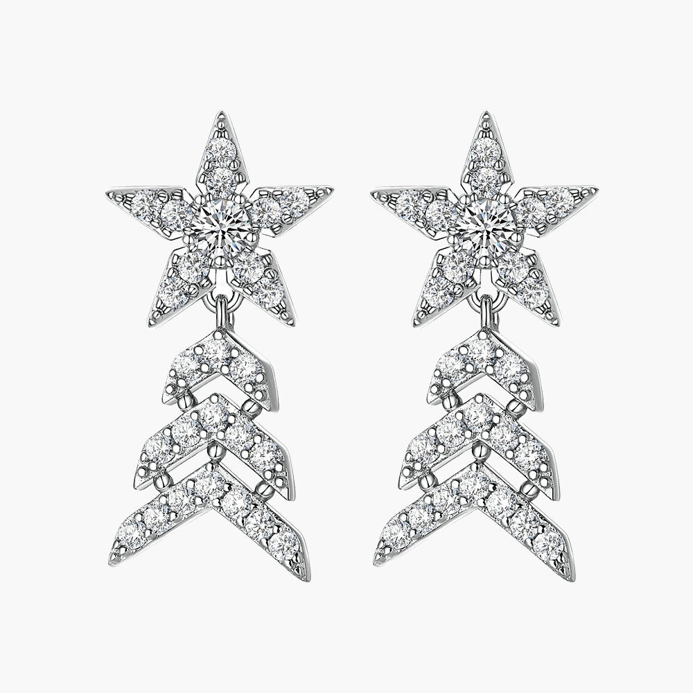 S925 Pure Silver Fashion Earrings Star Stud Earrings Star Tassel Earrings