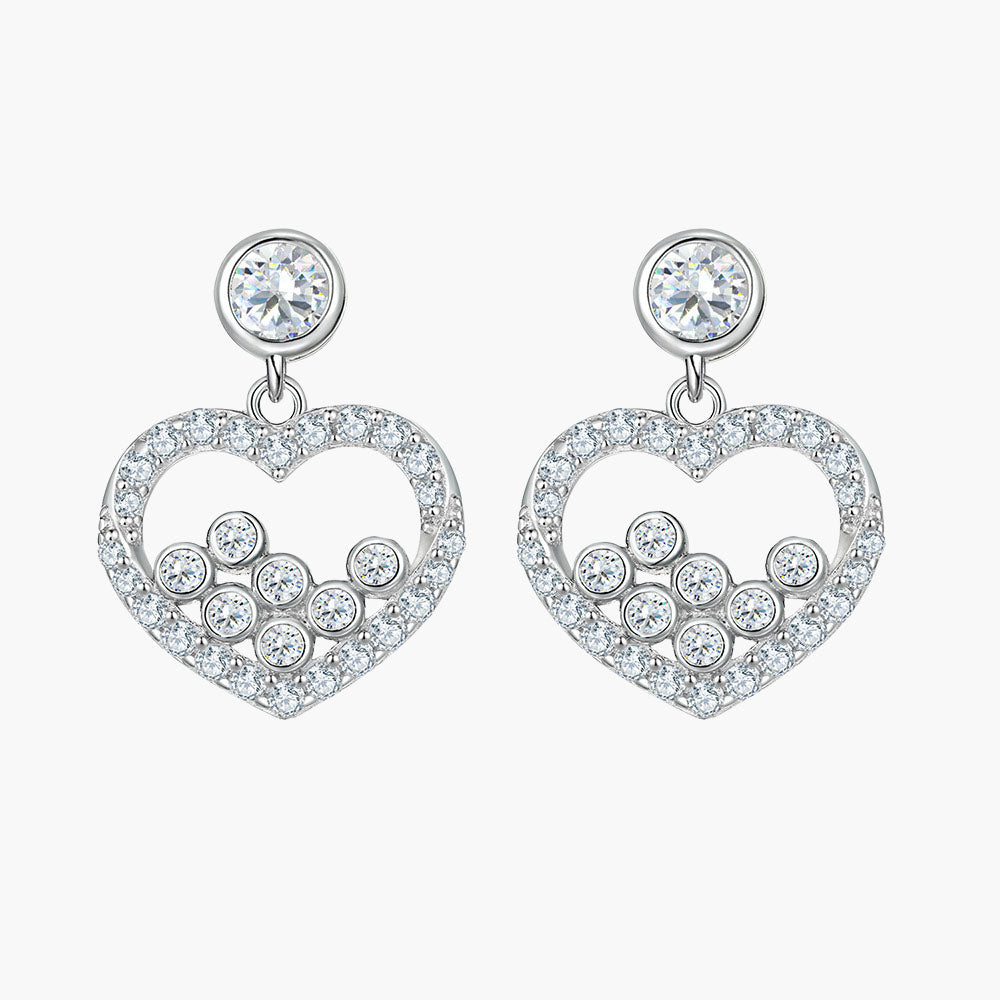 925 Pure Silver Fashion Heart-shaped Earrings