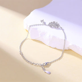 S925 Sterling Silver Leaf Drop Bracelet