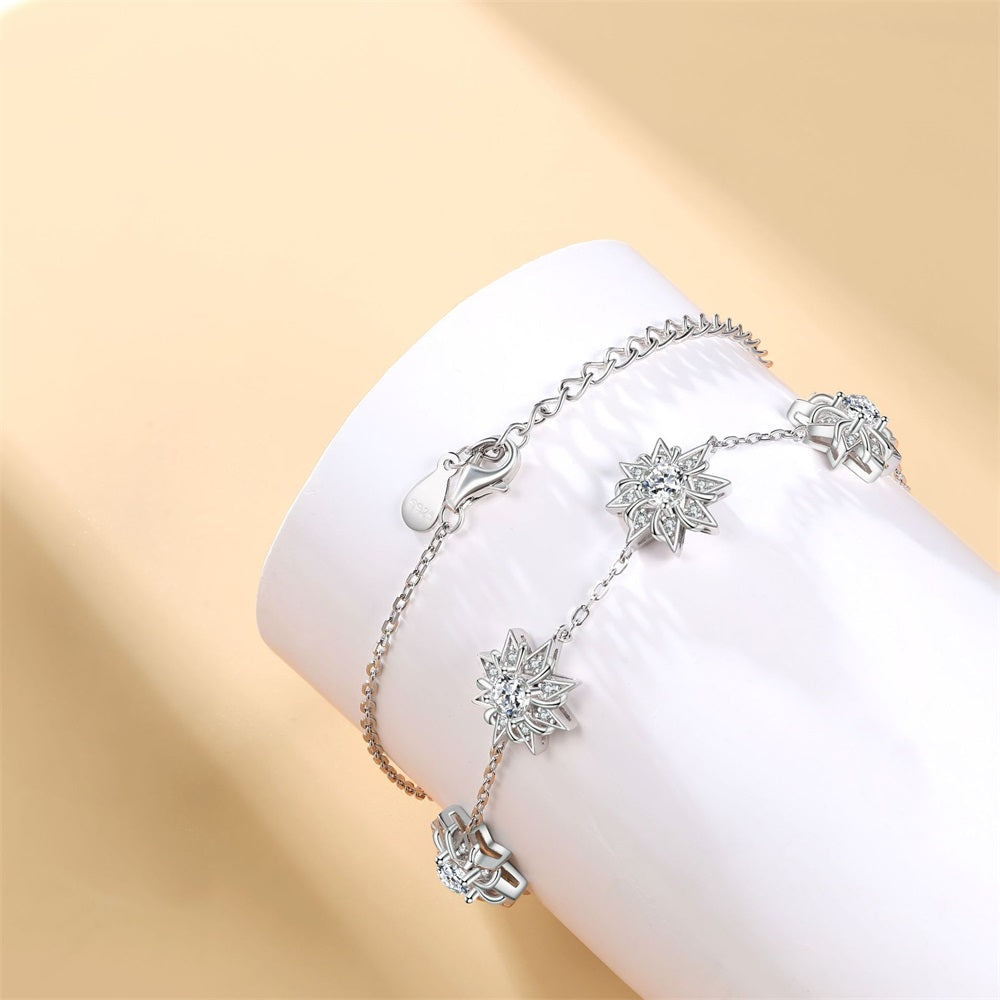 S925 Pure Silver Sunflower Star Bracelet