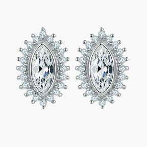 S925 Pure Silver Vintage Fashion Cat's Eye Zircon Sunflower Stud Earrings