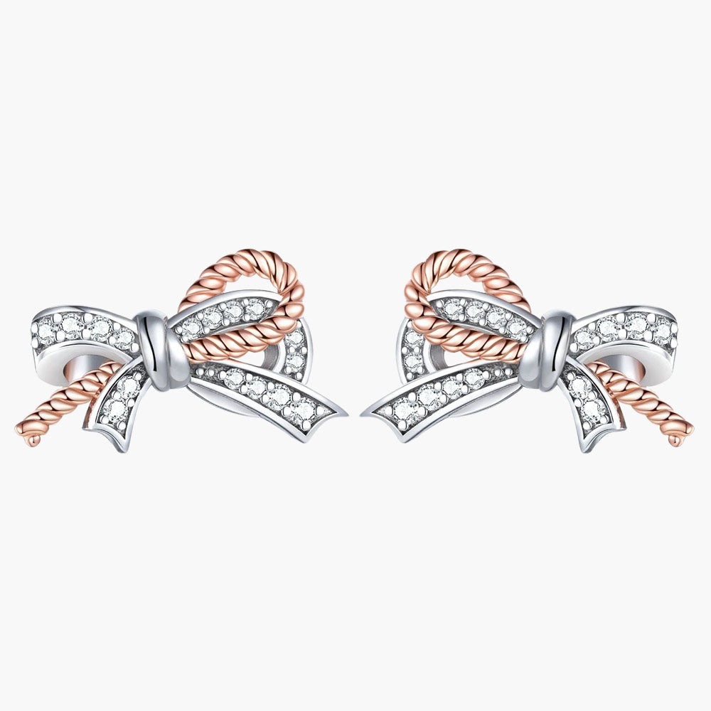 925 Pure Silver Twisted Butterfly Knot Stud Earrings