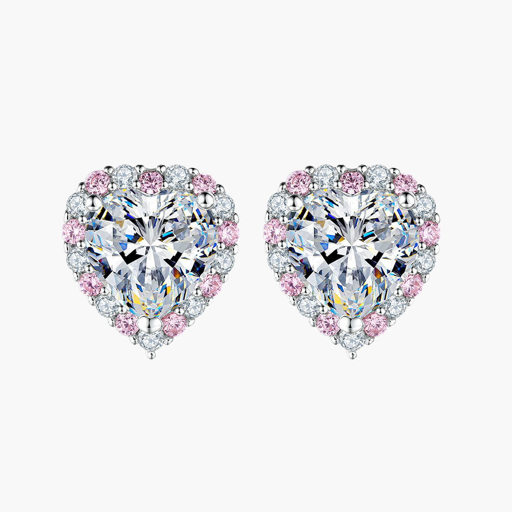 S925 Pure Silver Zircon Exquisite Heart-Shaped Stud Earrings