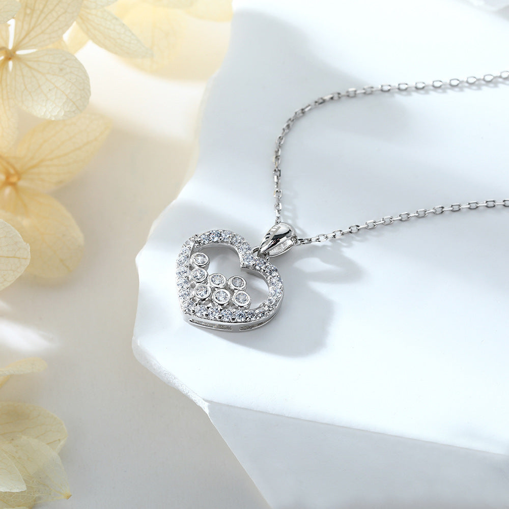 S925 Pure Silver Heart-shaped Love Neck Chain Collarbone Chain Necklace