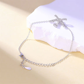 S925 Sterling Silver Water Drop Bow Bracelet