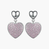 S925 Sterling Silver Pink Zircon Heart-shaped Tassel Love Earrings