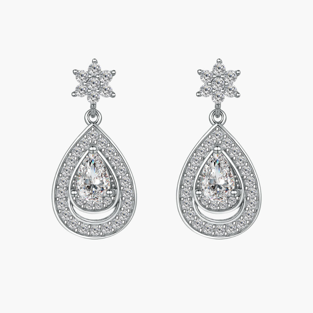 S925 Pure Silver Star Teardrop Tassel Stud Earrings