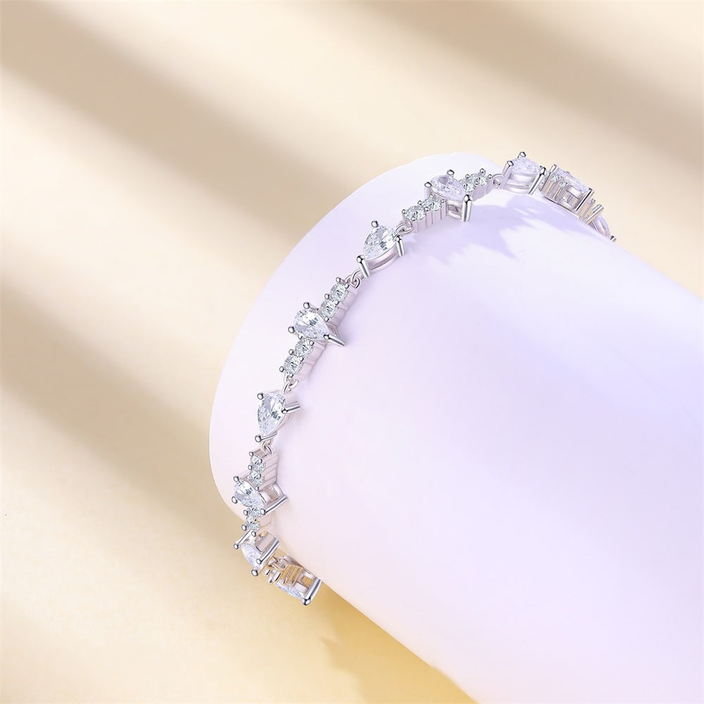 S925 Sterling Silver Light Luxury Full Diamond Hand Ornament Chain Bracelet