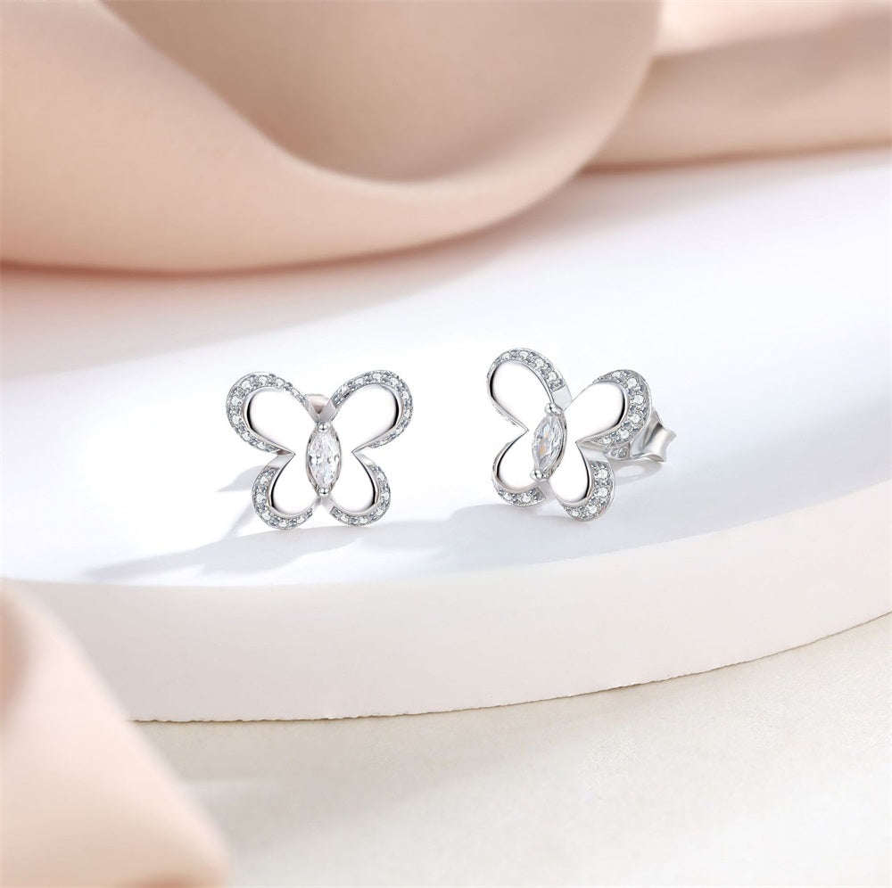 S925 Pure Silver Simple Bow Stud Earrings