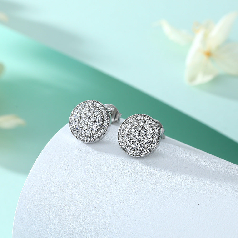 S925 Pure Silver Fashionable Exquisite Round Stud Earrings