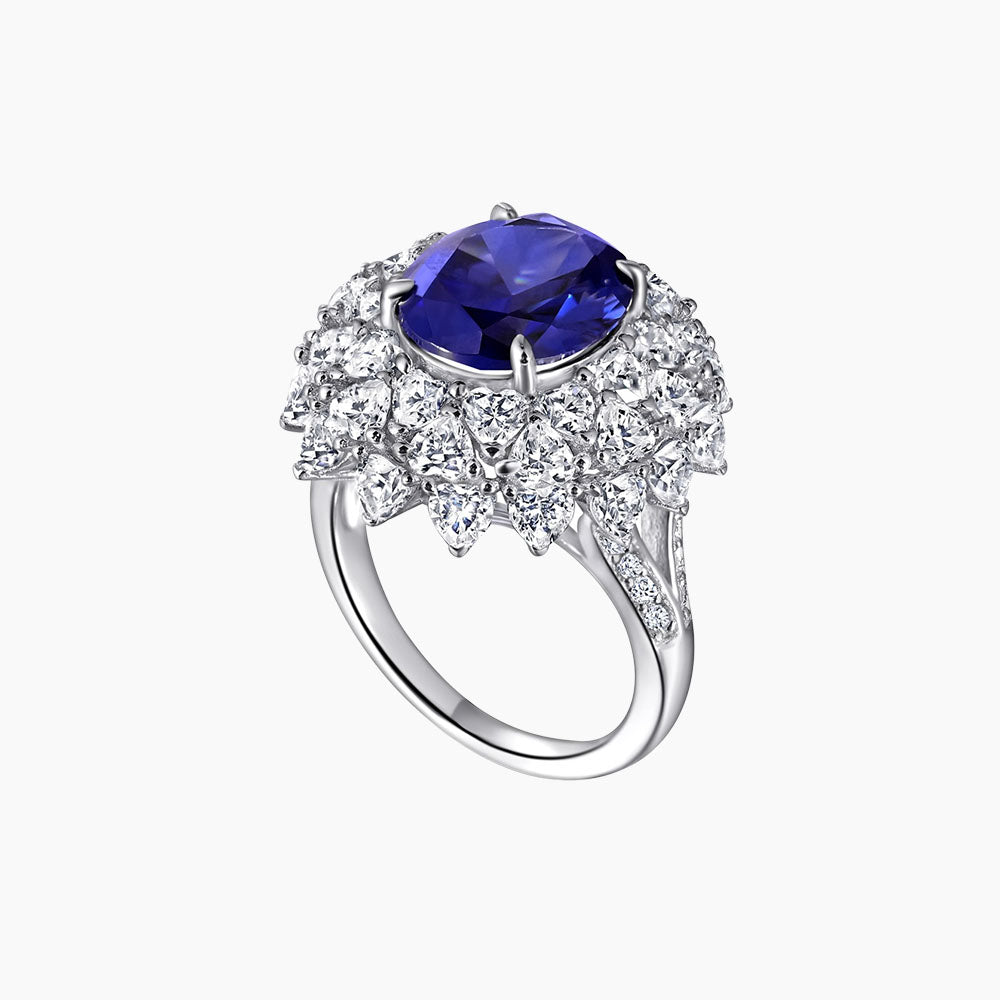 S925 Sterling Silver Micro-Paved Simple Sapphire Fashion Ring