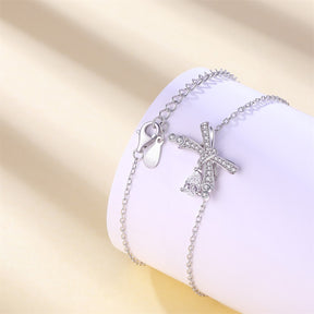 S925 Sterling Silver Water Drop Bow Bracelet