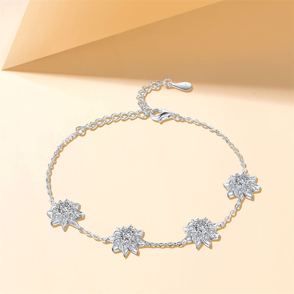 S925 Pure Silver Sunflower Star Bracelet