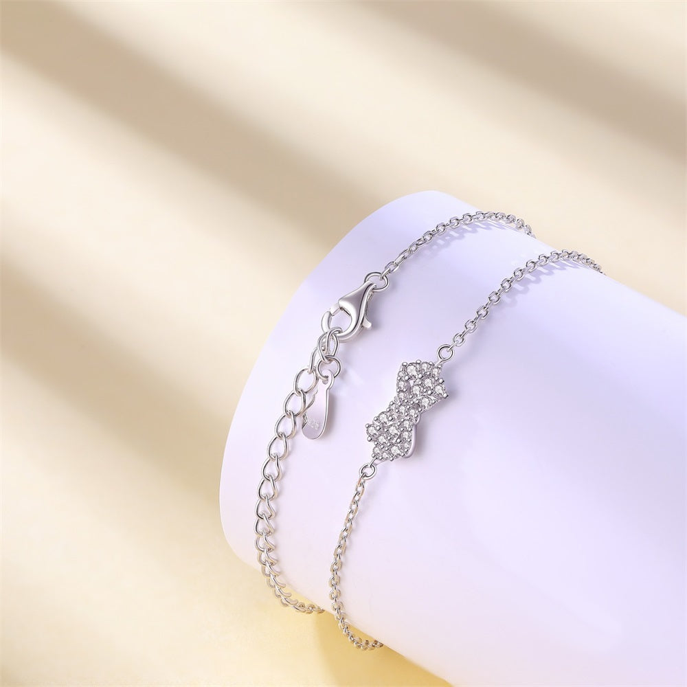 S925 Sterling Silver Simple Bow Fashion Bracelet