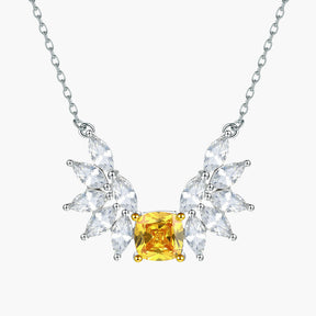 S925 Sterling Silver Necklace Citrine Ice Flower Cut Yellow Diamond Ring Earrings Jewelry Set 3-Piece Set