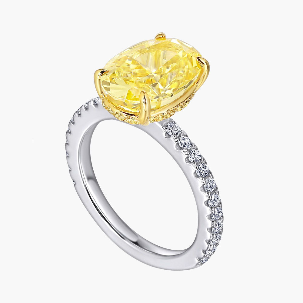 S925 Silver Yellow Sapphire Dove Egg Oval Ring