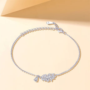 S925 Sterling Silver Leaf Drop Bracelet