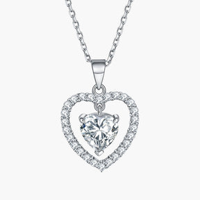 S925 Sterling Silver Love Necklace Row of Diamond Rings Heart-Shaped Earrings Jewelry Set Three-Piece Set